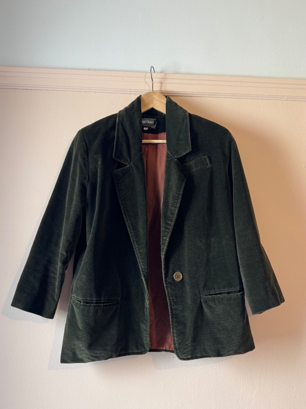 Olive Green Velvet Blazer Cotton